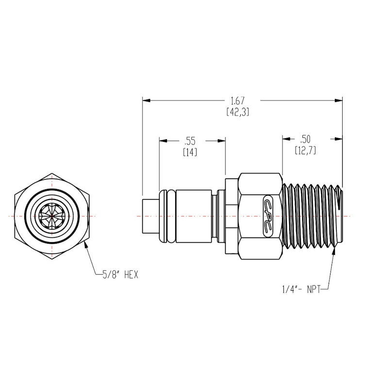 1/4" MNPT NSF-listed PLC Series Acetal Insert - Shutoff (Body Sold Separately)