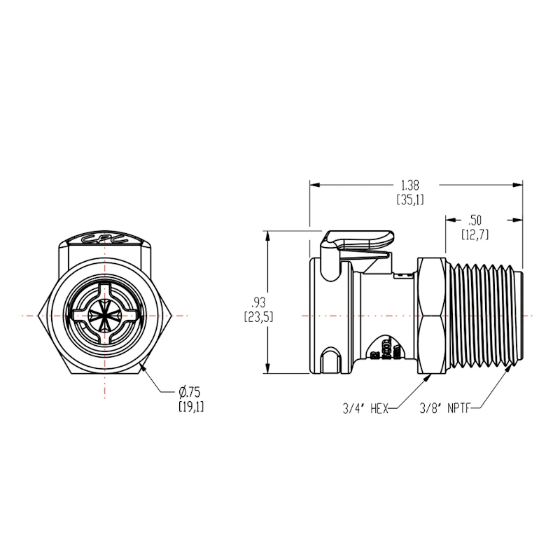 3/8" MNPT NSF-Listed APC Series Acetal Coupling Body - Shutoff (Insert Sold Separately)
