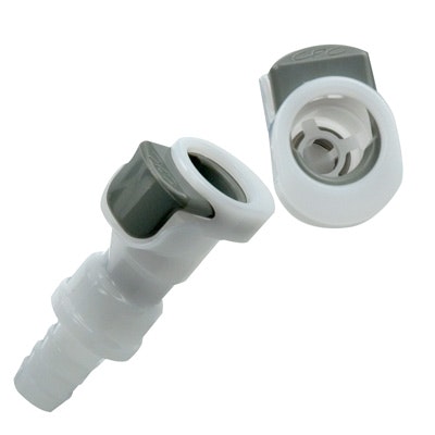 1/4" In-line Hose Barb NSF-Listed APC Series Acetal Coupling Body w/Shroud - Shutoff (Insert Sold Separately)