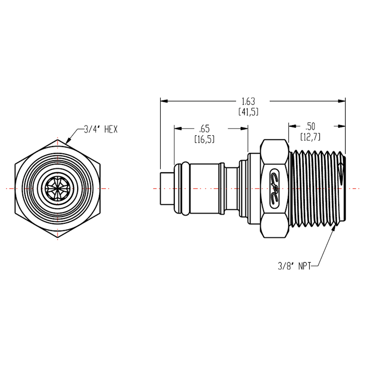 3/8" MNPT NSF-Listed APC Series Acetal Insert - Shutoff (Body Sold Separately)