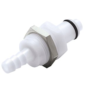 1/4" Hose Barb NSF-listed PLC Series Acetal Panel Mount Insert - Shutoff (Body Sold Separately)