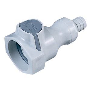 3/4" In-Line Hose Barb UDC Polypropylene Valved Coupling Body with Silicone O-ring