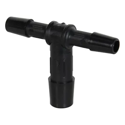 1/4" x 1/4" x 3/8" Tube ID Black Nylon Reducing Tee