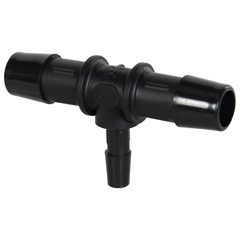 1/2" x 1/2" x 1/4" Tube ID Black Nylon Reducing Tee