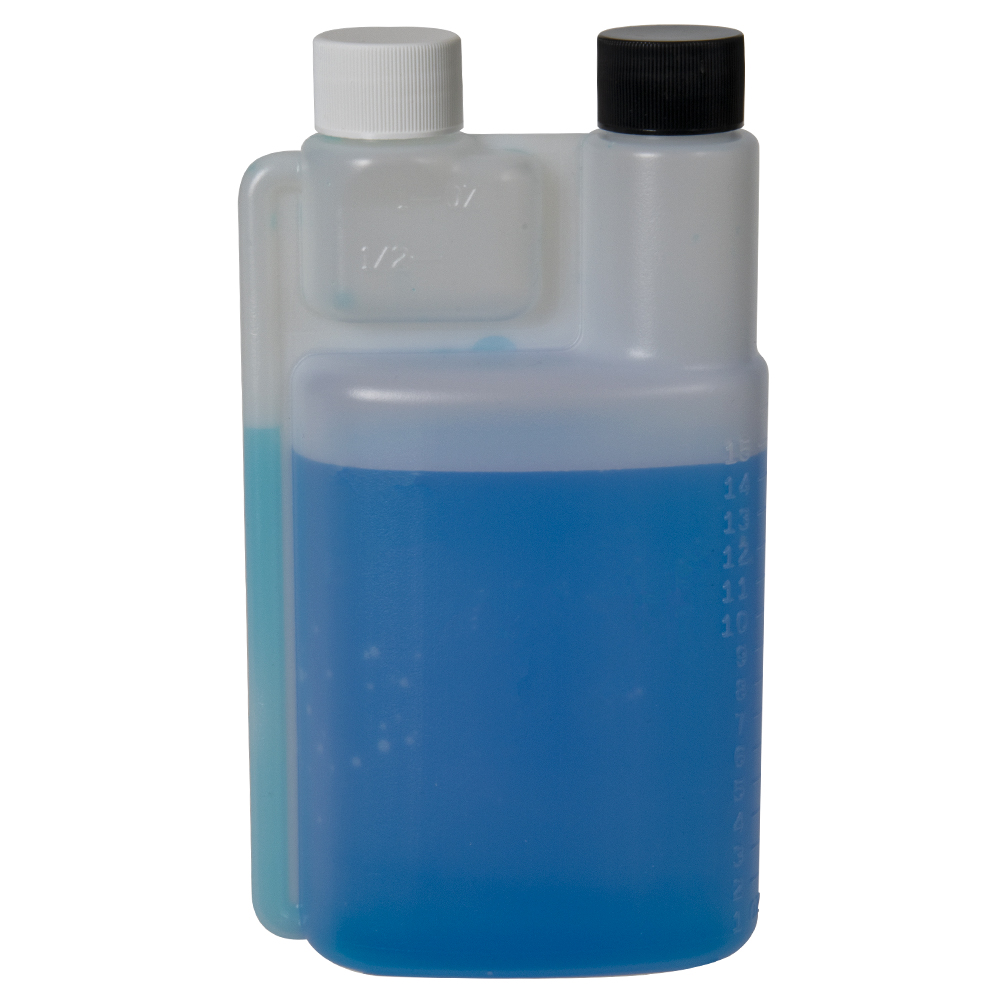 16 oz. Natural HDPE Bettix Bottle with 1/2 & 1 oz. Dispensing