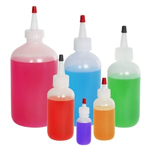 LDPE Boston Round Bottles with Yorker Dispensing Caps