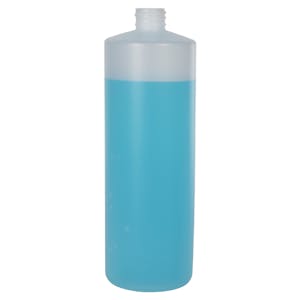 32 oz. Natural HDPE Flame-Treated Cylindrical Sample Bottle with 28/410 Neck (Sprayer or Cap Sold Separately)