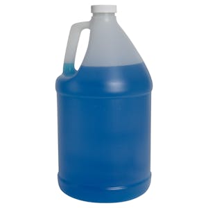 1 Gallon Natural HDPE Round Jug with 38/400 White Ribbed Cap with F217 Liner