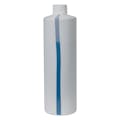 16 oz. White HDPE Cylindrical Easy-View Stripe Bottle with 24/410 White Ribbed Cap with F217 Liner