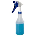 24 oz. Natural HDPE Spray Bottle with 28/400 Blue & White Polypropylene Sprayer