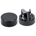 53/485 Black 7 Hole Dual Door Spice Cap with Heat Induction Liner for PET Jars