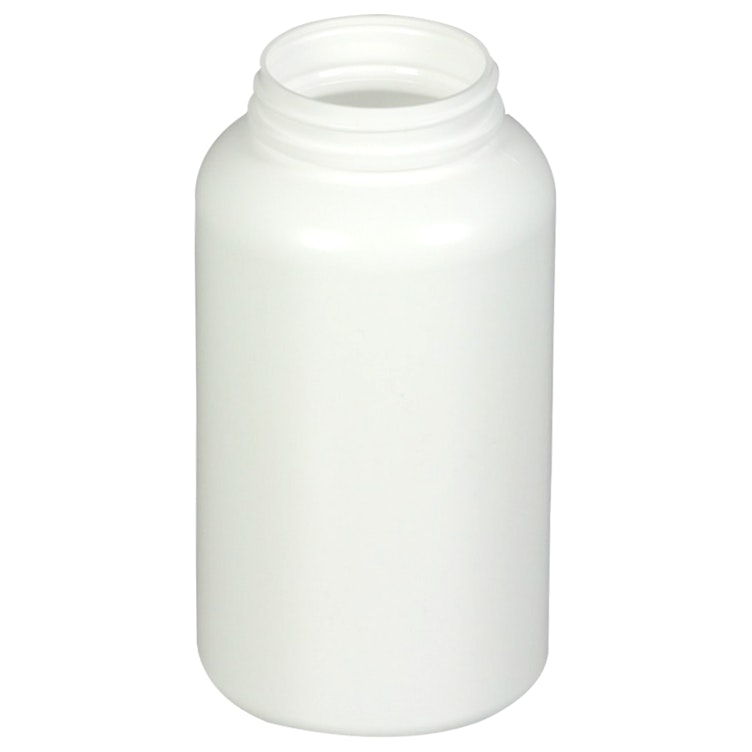 16.9 oz./500cc White HDPE Wide Mouth Packer Bottle with 53/400 Neck (Cap & Band Sold Separately)