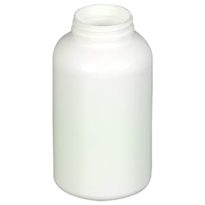 25 oz./750cc White HDPE Wide Mouth Packer Bottle with 53/400 Neck (Cap & Band Sold Separately)