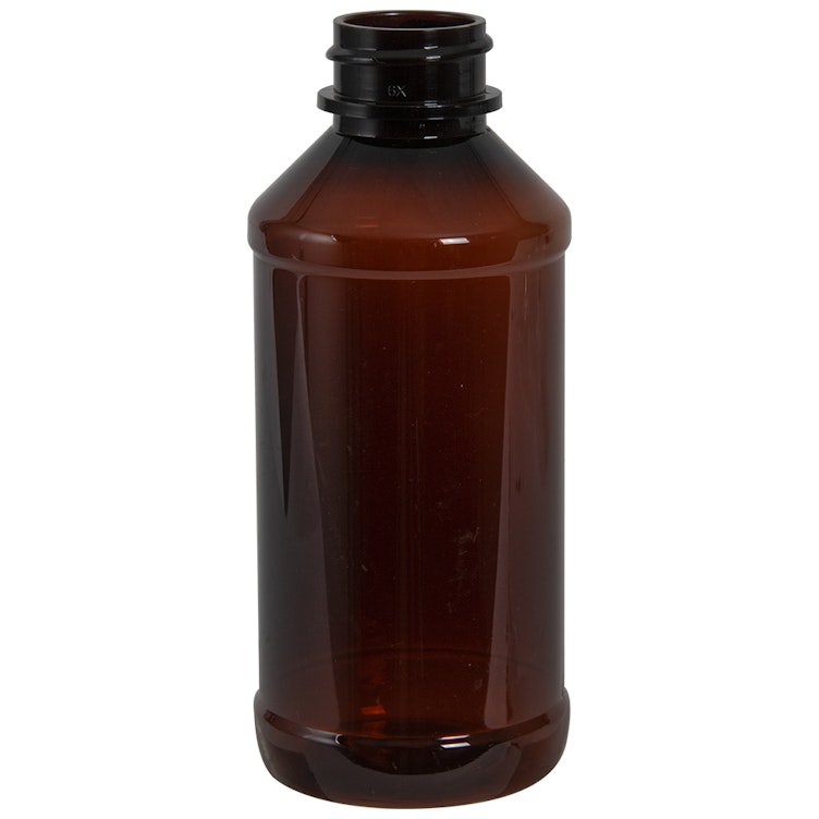 4 oz. Amber PET Modern Round Bottle with 24/400 Neck (Cap Sold Separately)