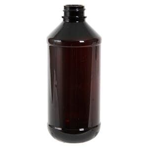 8 oz. Modern Round Amber PET Bottle with 24/400 Neck (Cap Sold Separately)