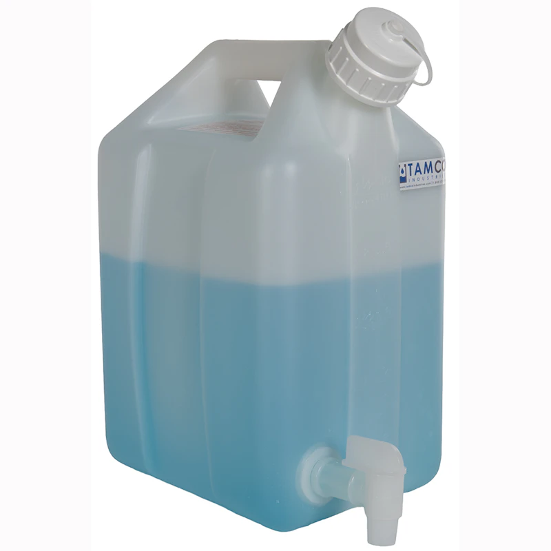 2-1/2 Gallon Natural HDPE Tamco® Modified Nalgene™ Jerrican with 3/4" NPT Spigot