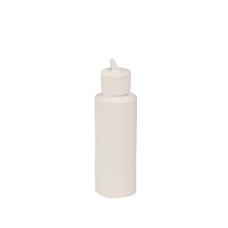 4 oz. White HDPE Cylindrical Sample Bottle with 24/410 White Ribbed Flip-Top Dispensing Cap