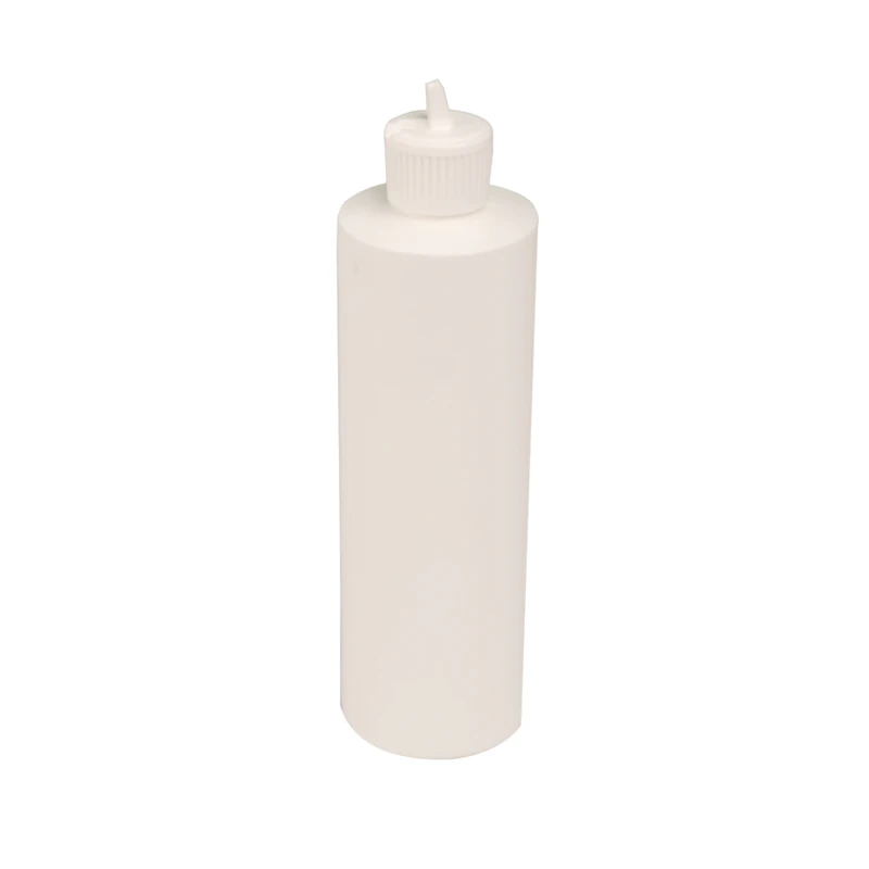 10 oz. White HDPE Cylindrical Sample Bottle with 24/410 White Ribbed Flip-Top Dispensing Cap