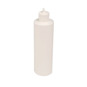 16 oz. Natural HDPE Cylindrical Sample Bottle with 28/410 White Ribbed Flip- Top Dispensing Cap