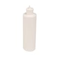 12 oz. White HDPE Cylindrical Sample Bottle with 24/410 White Ribbed Flip-Top Dispensing Cap