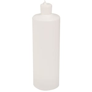 32 oz. White HDPE Cylindrical Sample Bottle with 28/410 White Ribbed Flip-Top Dispensing Cap