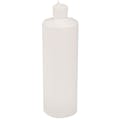 32 oz. White HDPE Cylindrical Sample Bottle with 28/410 White Ribbed Flip-Top Dispensing Cap