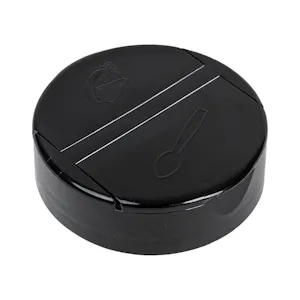 63/485 Black Tear Drop Dual Door Spice Cap with Heat Induction Liner for PET Jars