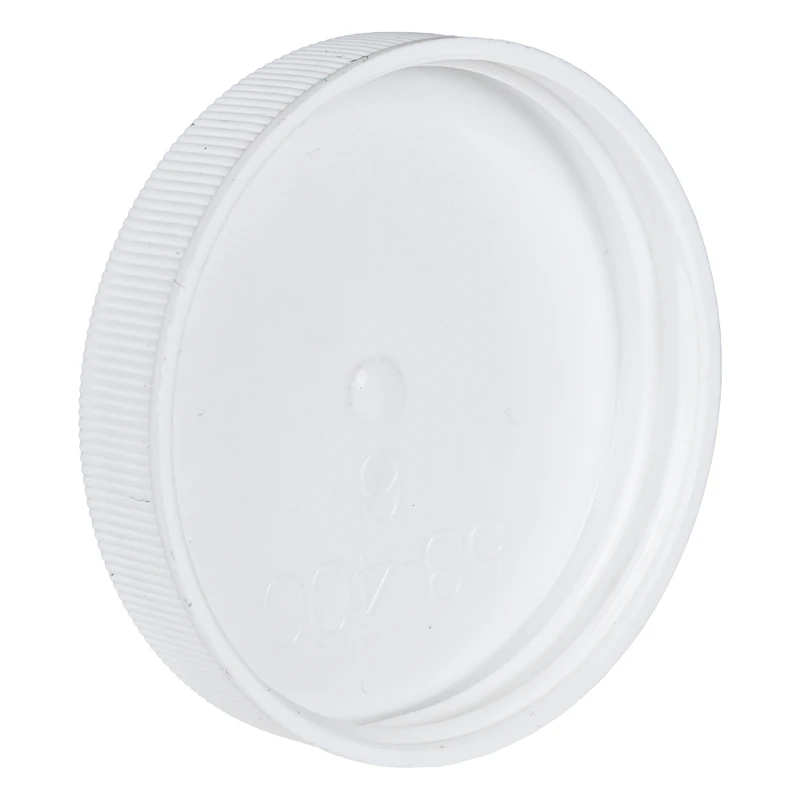 53/400 White Polypropylene Unlined Ribbed Cap