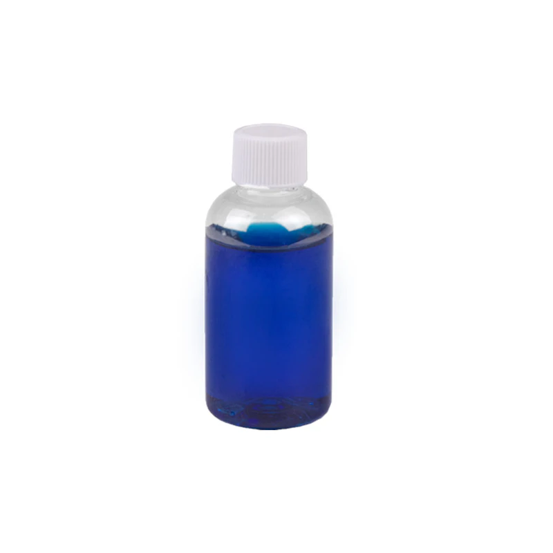 2 oz. Clear PET Traditional Boston Round Bottle with 20/410 White Ribbed Cap with F217 Liner