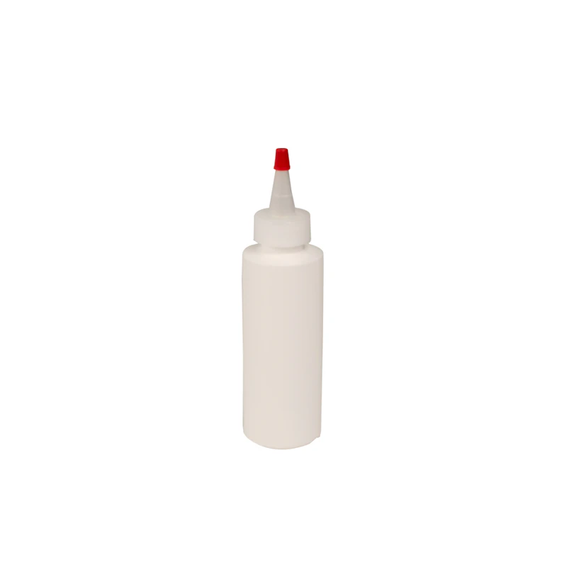 6 oz. White HDPE Cylindrical Sample Bottle with 24/410 Natural Yorker Dispensing Cap with Regular Red Tip