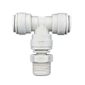 1/4" Tube OD x 1/4" Tube OD x 1/8" MNPT Swivel Branch White Polypropylene Tee