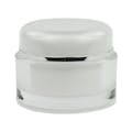 15mL Clear Acrylic/White Polypropylene Silver Trimmed Round Jar with Cap & PE Disc Liner