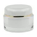 15mL Clear Acrylic/White Polypropylene Gold Trimmed Round Jar with Cap & PE Disc Liner