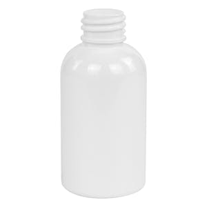 2 oz. White PET Squat Boston Round Bottle with 20/410 Neck (Cap Sold Separately)