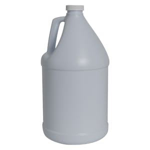 1 Gallon White with Blue Tint HDPE Round Jug with 38/400 White Ribbed Cap with F217 Liner