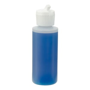 1 oz. Natural HDPE Cylindrical Sample Bottle with 20/410 White Ribbed Flip-Top Dispensing Cap