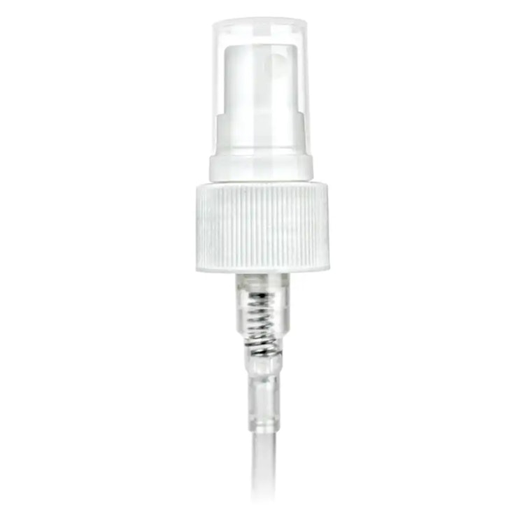 24/410 White Ribbed Finger Sprayer - 7-5/8" Dip Tube & 0.3mL Output