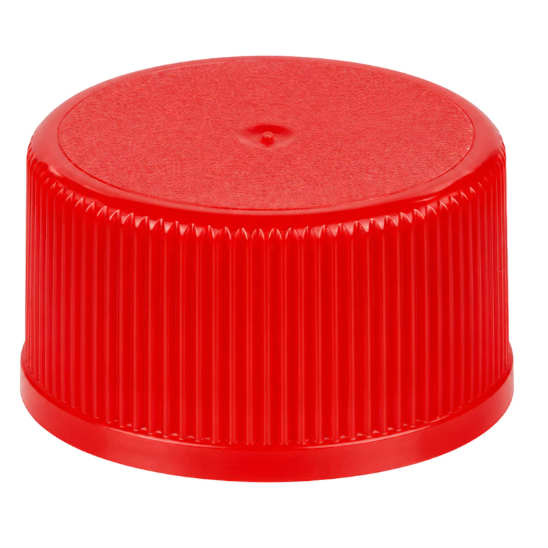18/410 Red Polypropylene Unlined Ribbed Cap