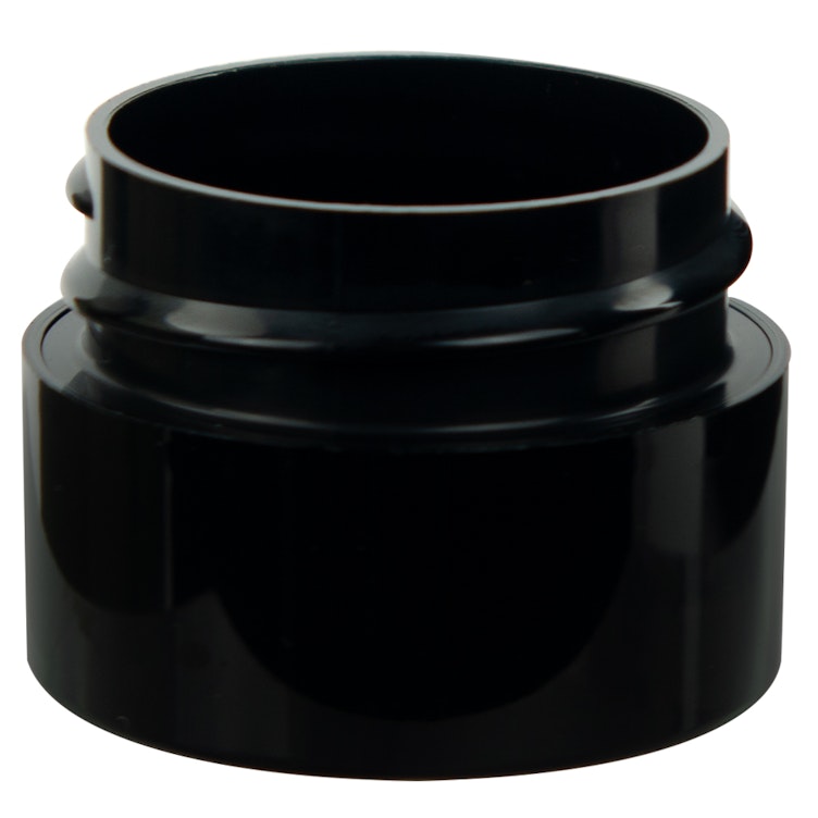 1 oz. Black Polypropylene Straight-Sided Double-Walled Round Jar with 53/400 Neck (Cap Sold Separately)