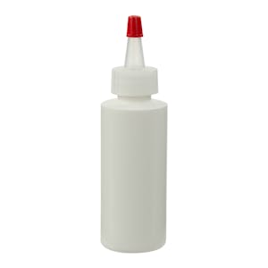 6 oz. White HDPE Cylindrical Sample Bottle with 24/410 White Yorker Dispensing Cap