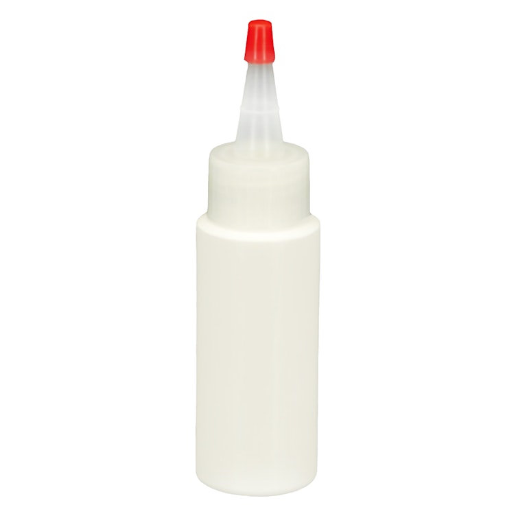 2 oz. White HDPE Cylindrical Sample Bottle with 24/410 Natural Yorker Dispensing Cap