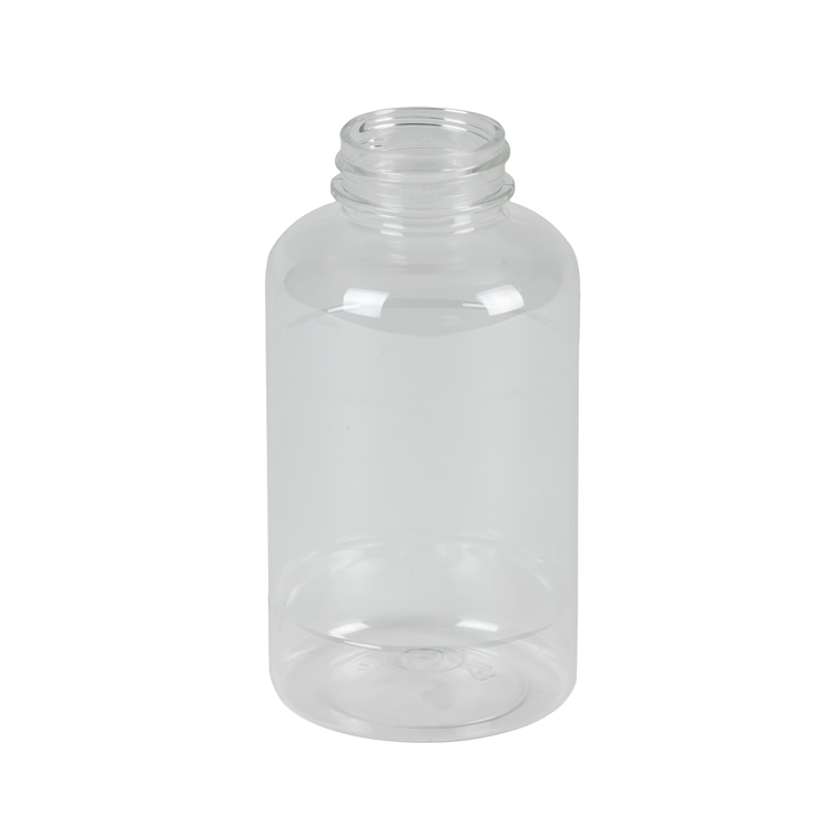 12 oz. Clear PET Boston Round Bottle with 38/400 Neck & Label Panel (Cap Sold Separately)