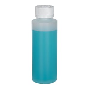 6 oz. Natural HDPE Cylindrical Sample Bottle with 24/410 White Ribbed CRC Cap with F217 Liner