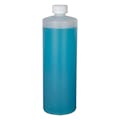 32 oz. Natural HDPE Flame-Treated Cylindrical Sample Bottle with 28/400 White Ribbed CRC Cap with F217 Liner