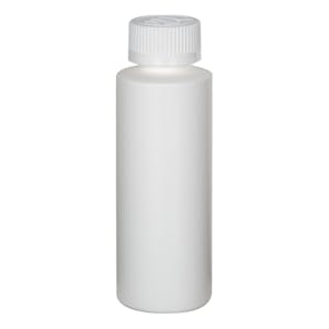 6 oz. White HDPE Cylindrical Sample Bottle with 24/410 White Ribbed CRC Cap with F217 Liner