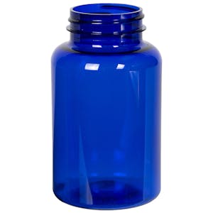 225cc Cobalt Blue PET Packer Bottle with 45/400 Neck (Cap Sold Separately)
