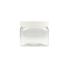 16 oz. Clear PET Square Jar with 89/400 White Ribbed Cap with F217 Liner