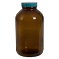 32 oz. Amber Plastic-Coated Glass Bottle with 33/400 Cap with F217 & PTFE Liner