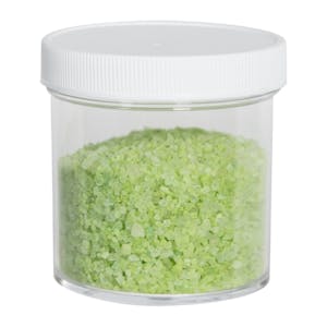 6 oz. Clear Polystyrene Straight-Sided Round Jar with 70/400 White Ribbed Cap with F217 Liner