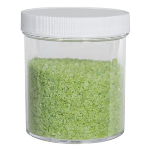 16 oz. Clear Polystyrene Straight-Sided Round Jar with 89/400 White Ribbed Cap with F217 Liner